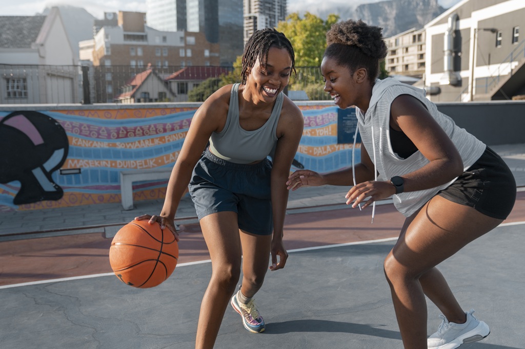 Students playing football